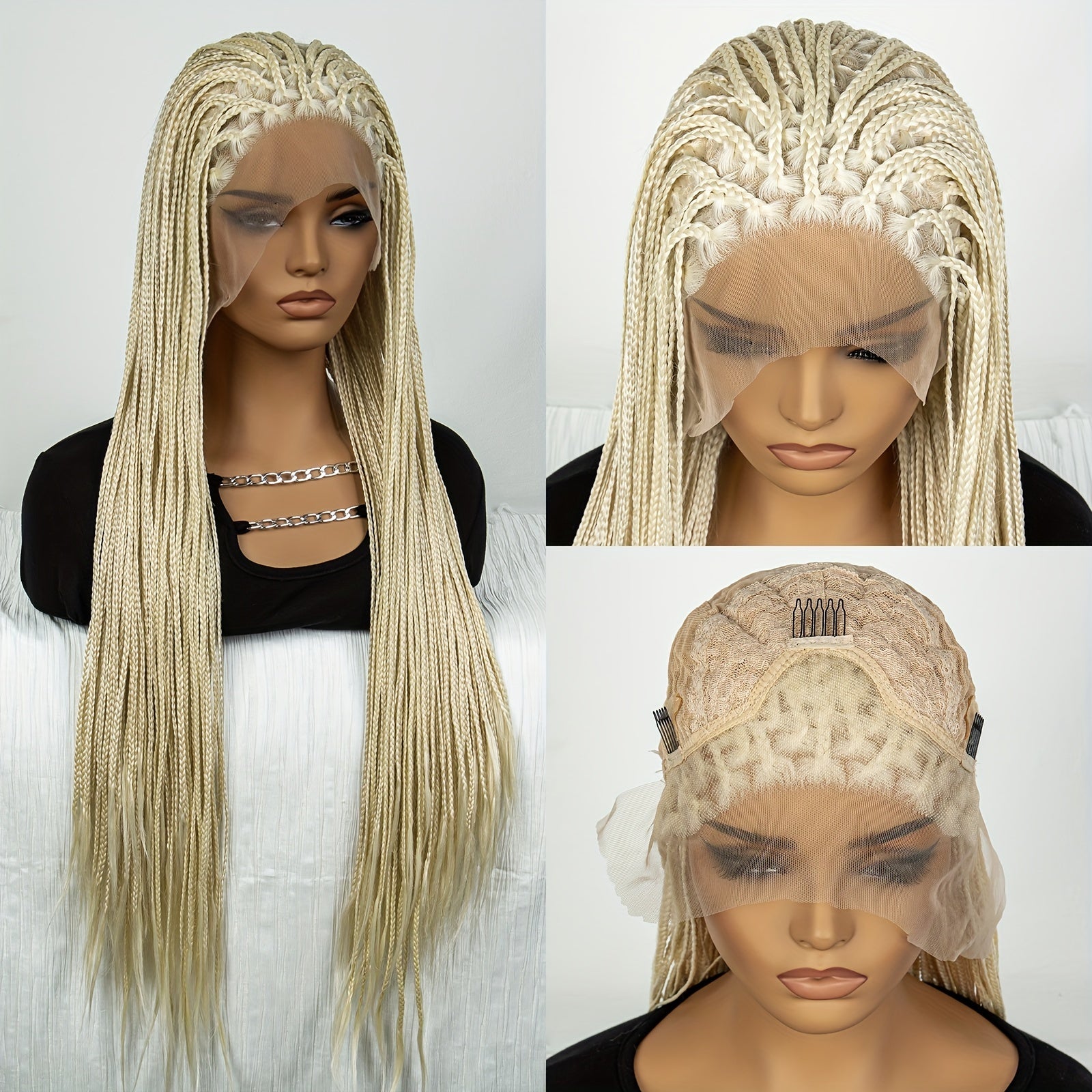 Colorful Lace Front Braided Wig Box Braid with Baby Hair Synthetic Hair Wig