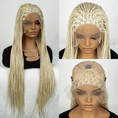 Colorful Lace Front Braided Wig Box Braid with Baby Hair Synthetic Hair Wig