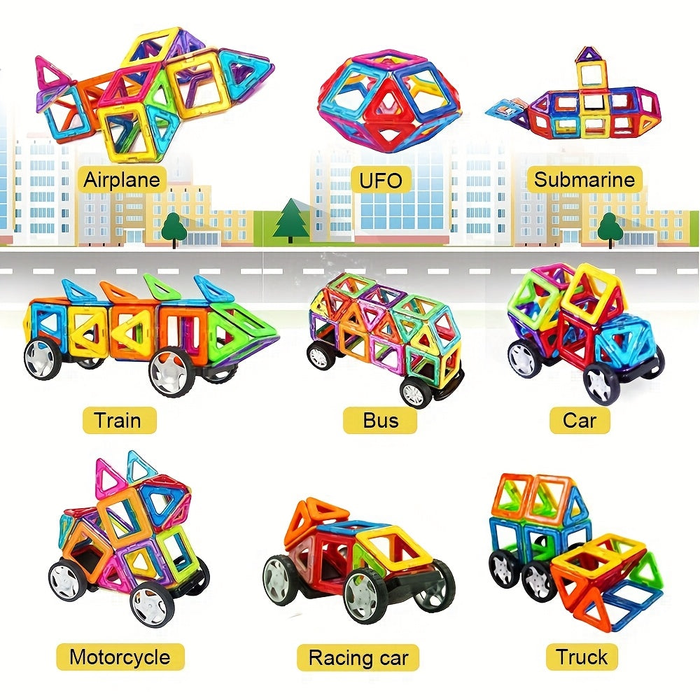 Large Magnetic Building Blocks DIY Toy with Wheels