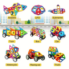 Large Magnetic Building Blocks DIY Toy with Wheels