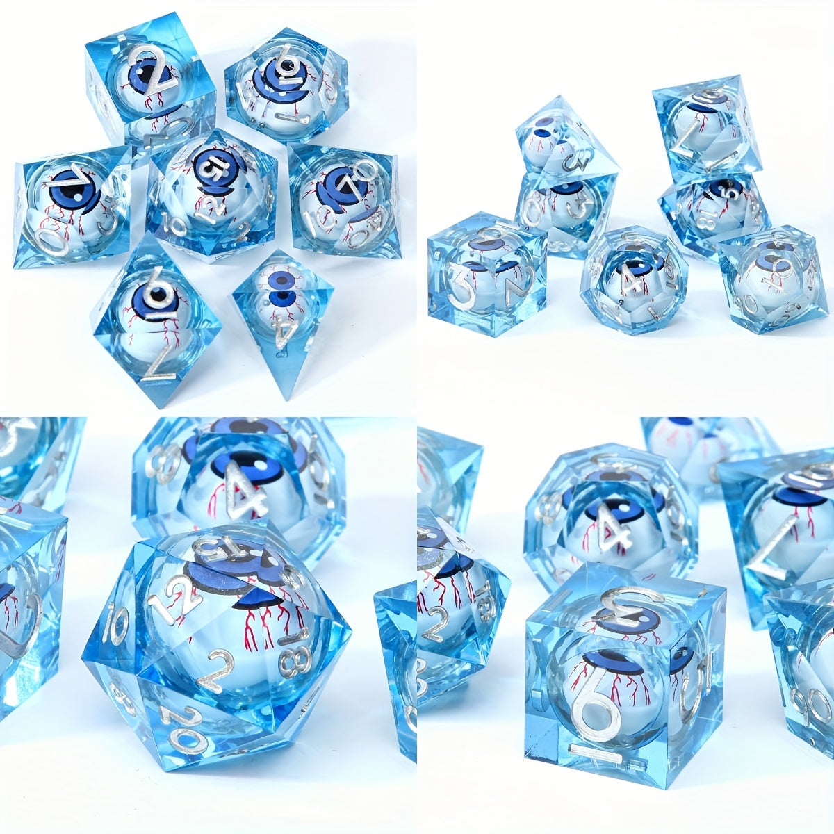 Dragon Eye Resin Dice Set 7pcs Polyhedral Dice Halloween Decoration