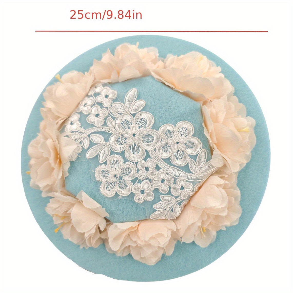 Lace Bride French Frollop Hat with Floral Accents