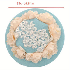 Lace Bride French Frollop Hat with Floral Accents