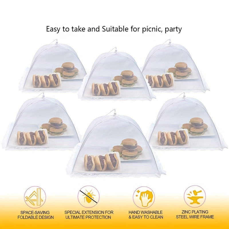 6pcs Large Outdoor Food Cover Mesh Screen Tents Umbrella Fly Food Covers