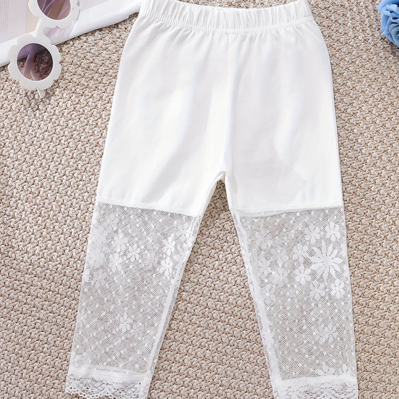 Girls' Mesh Lace Stitching Safety Leggings