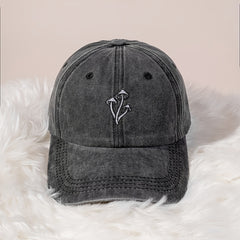Mushroom Washed Baseball Cap Adjustable Buckle Closure Cap