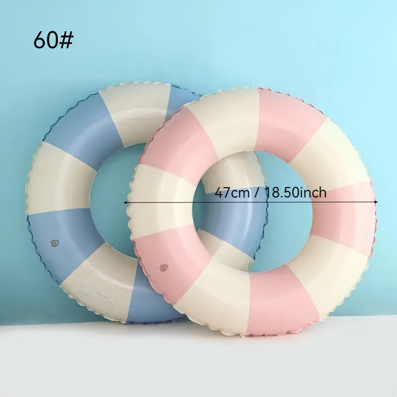 2pcs Durable Pink & Retro Striped Swim Rings Extra Thick Pool Floats