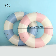 2pcs Durable Pink & Retro Striped Swim Rings Extra Thick Pool Floats