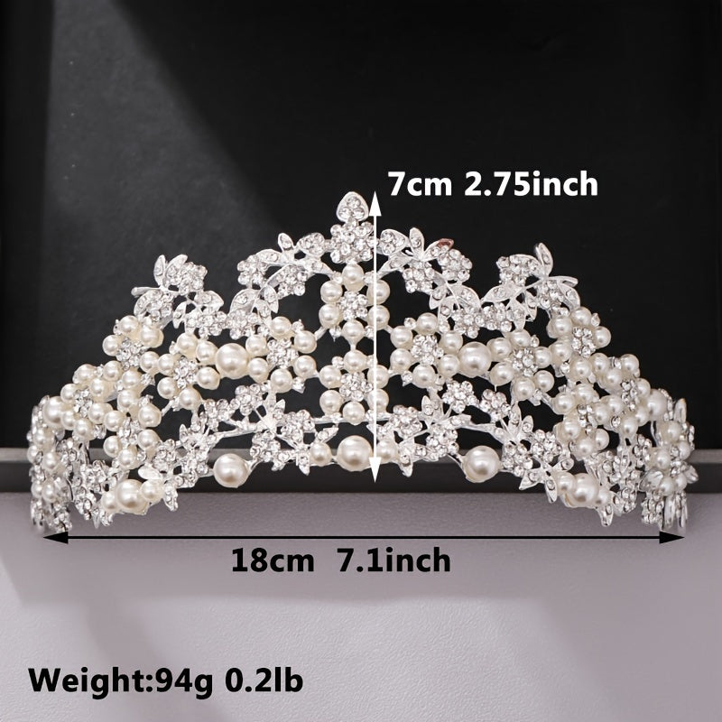 Silvery Tiara Crowns Crystal Headband Princess Rhinestone Crown