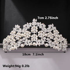 Silvery Tiara Crowns Crystal Headband Princess Rhinestone Crown