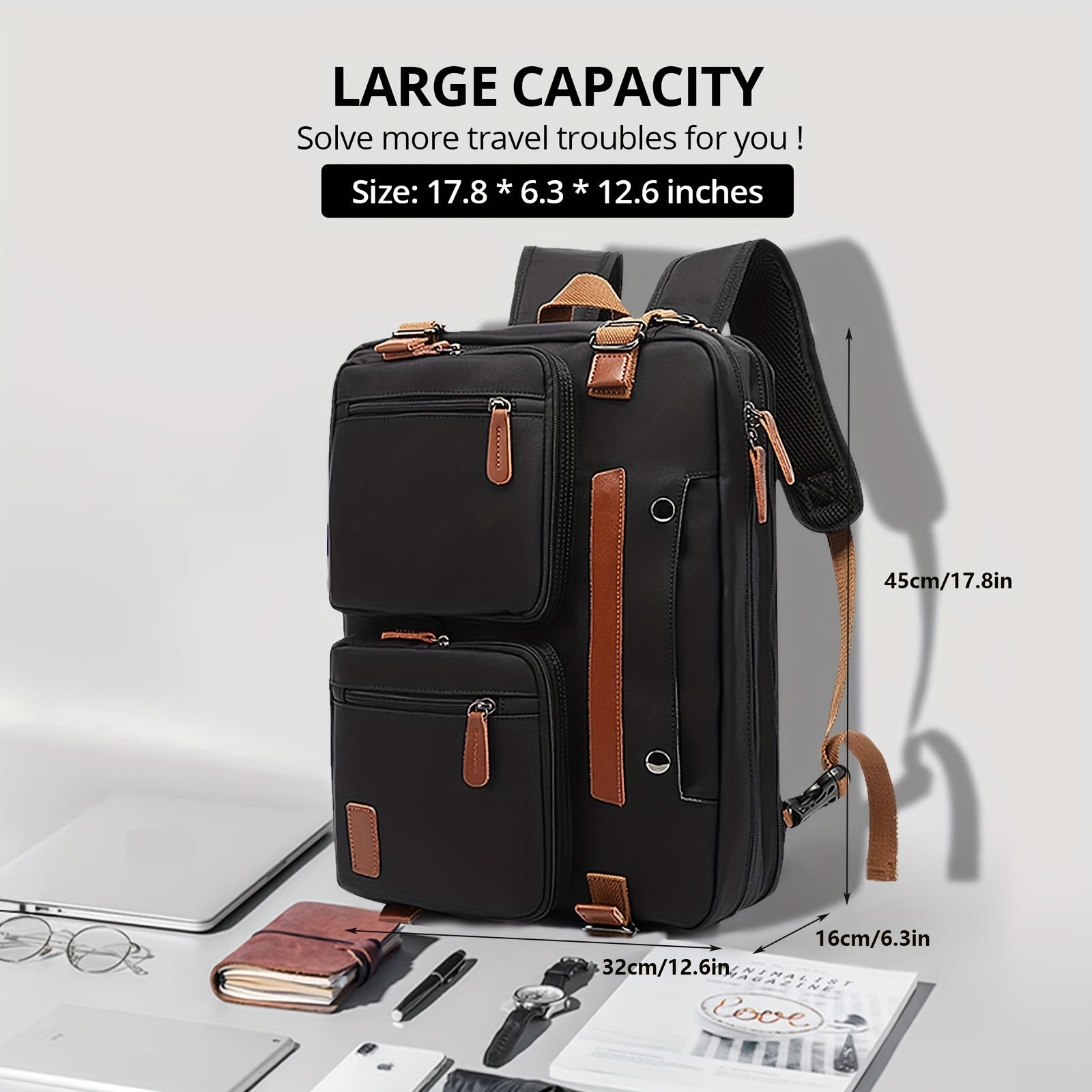 Convertible Backpack Messenger Bag Shoulder Bag Laptop Case Handbag Business