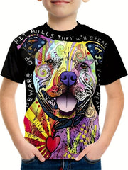 Boy's Totem Dog Graphic T shirt Casual 3D Print Tee
