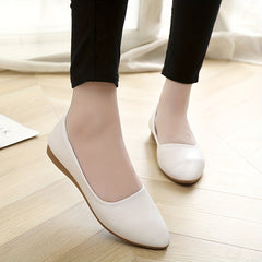 Women's Solid Flat Slip On Soft Shallow Mouth Shoes