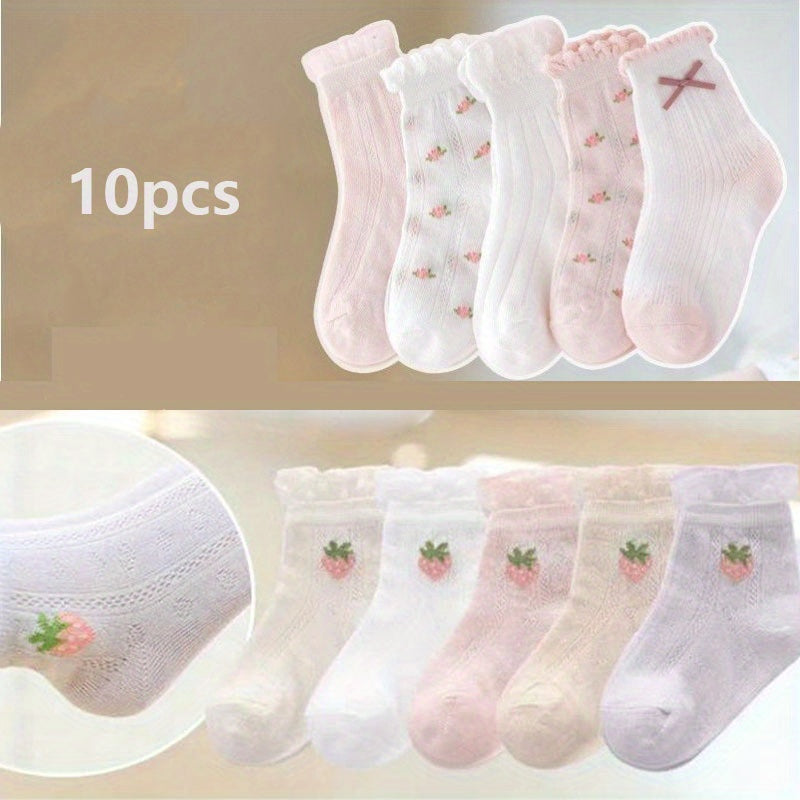 10 Pairs Baby Girls Ultra-Thin Breathable Summer Socks
