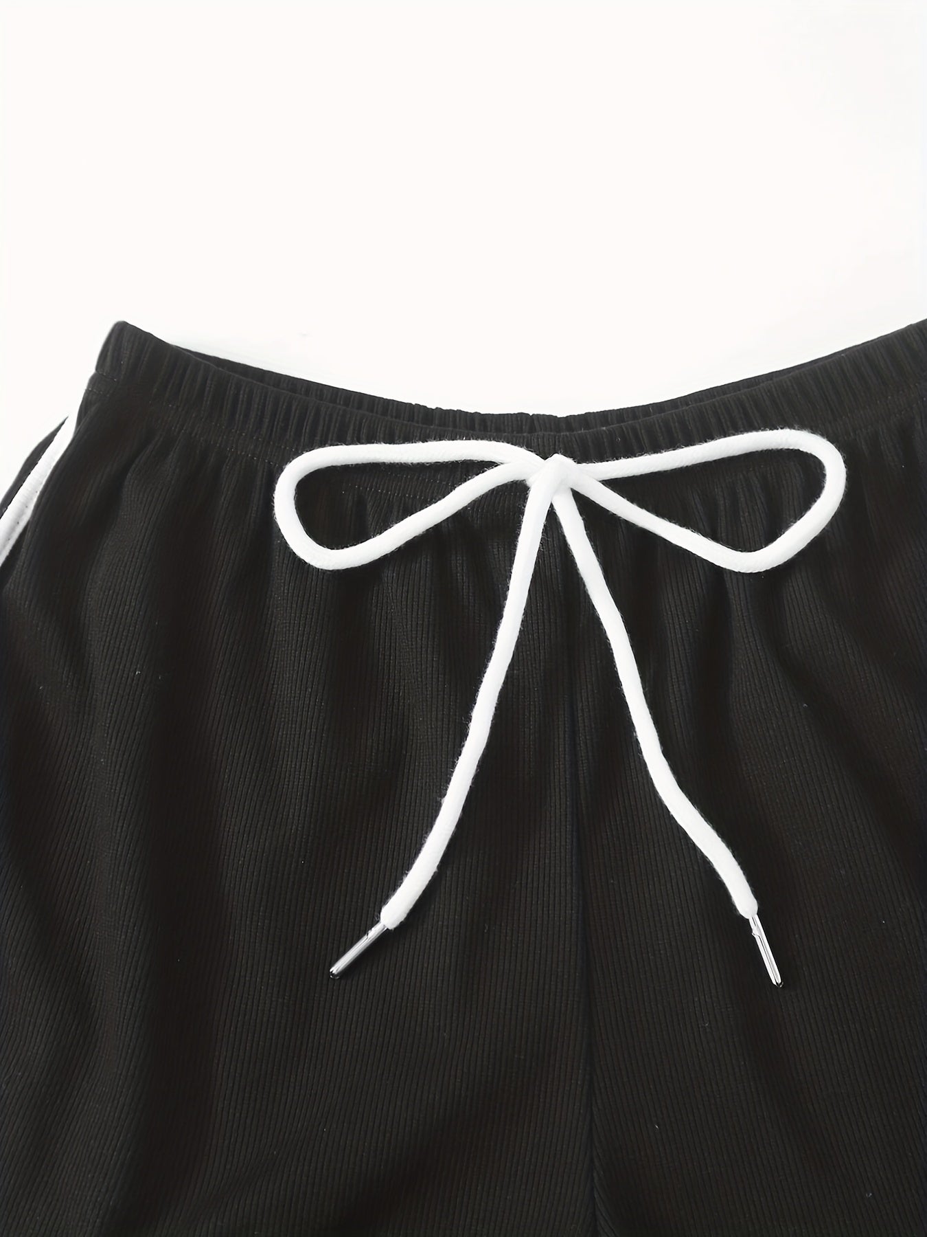 Contrast Trim Drawstring Shorts Women's Clothing