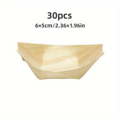 30pcs Disposable Wooden Boat Tray Festive Party Tableware