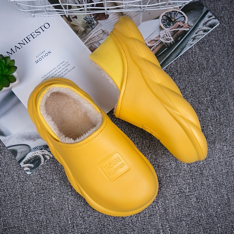 Men's Warm Fleece Slip On Slippers, Outdoor Walking Shoes