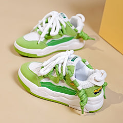 Women's Chunky Sneakers Lace Up Flat Heighten Skate Shoes