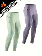 Men's Solid Pocket Leggings Active Quick Drying Sports Compression Pants