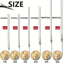 24pcs Steel Leaders Long Shank Hook Surf Fishing Leader Wire Forged Hook