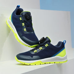 Boy's Breathable Knit Running Shoes with Rotating Buckle Lace
