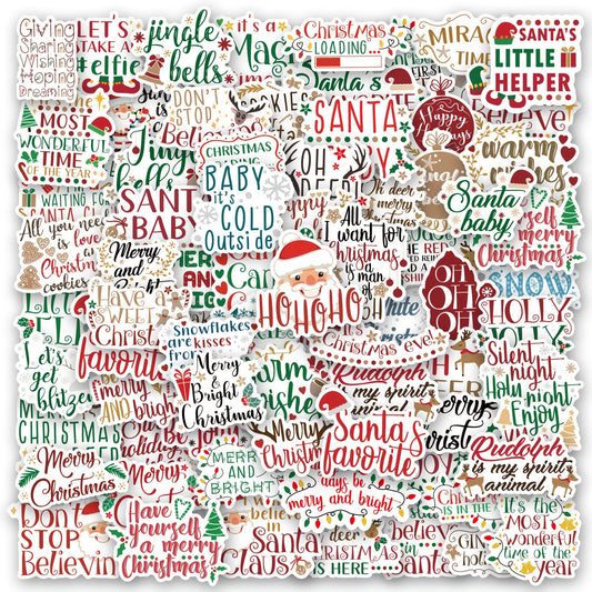 100pcs Christmas Vinyl Stickers Funny Holiday Stickers For Teens & Adults