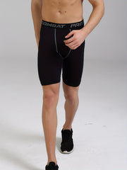 Men's Letters Pattern Compression Shorts for Outdoor Fitness