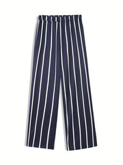 Striped Wide Leg High Waist Pants for Women