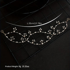 Faux Pearl Hair Chain Crystal Cross Hair Band