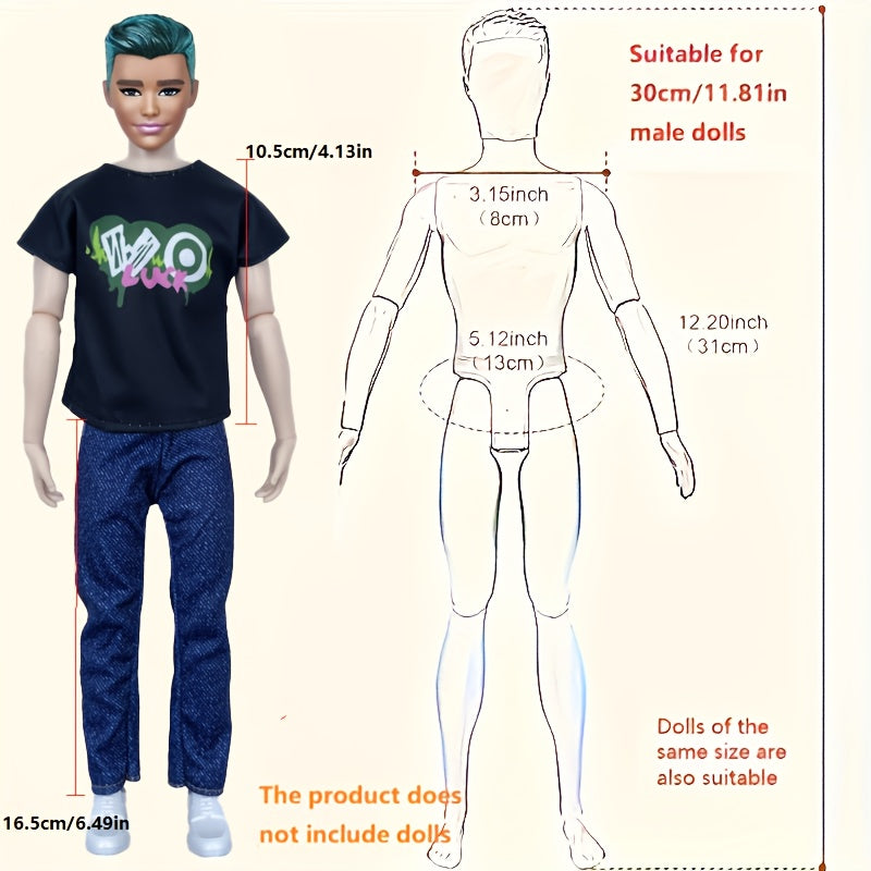 8 Pack Unisex Doll Clothing Set Assorted Outfits for 30-02 cm Action Figures