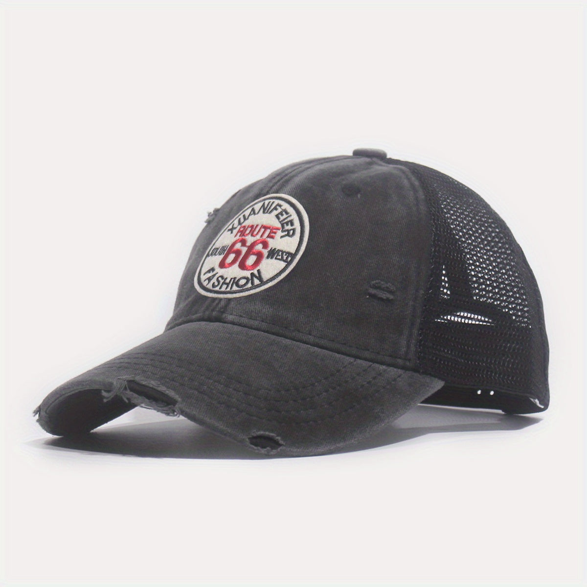 66ROUTE Patch Baseball Cap Mesh Cap Sun Hat