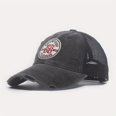 66ROUTE Patch Baseball Cap Mesh Cap Sun Hat