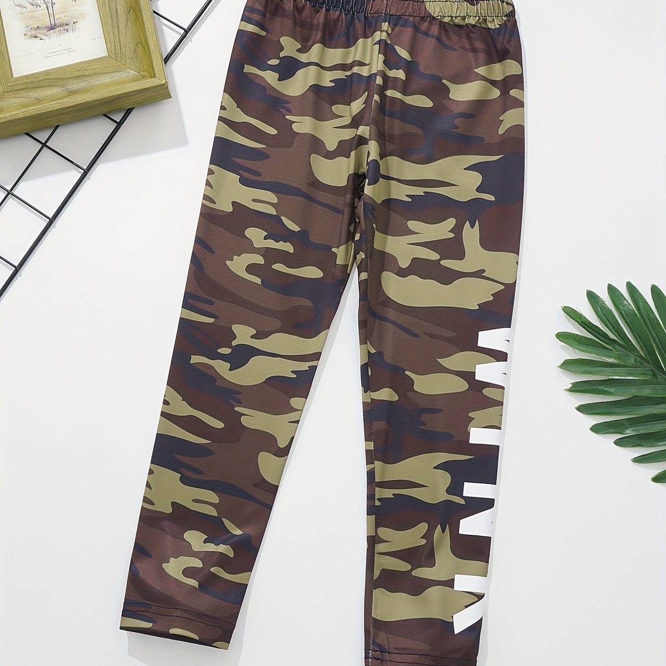 Girls High Waist Camo Leggings Underlayer Pants For Kids