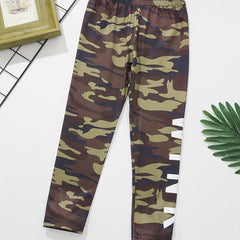 Girls High Waist Camo Leggings Underlayer Pants For Kids