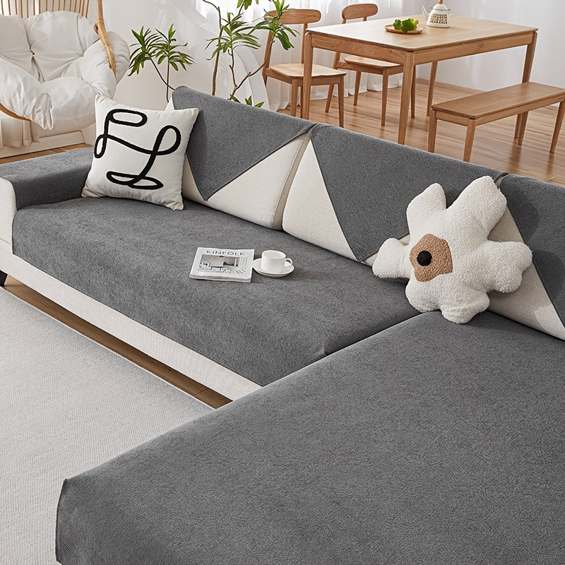 Solid Chenille Sofa Slipcover Non slip Sofa Cover Universal Furniture Protector