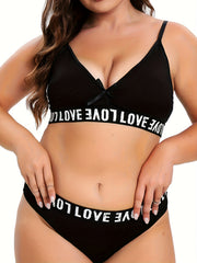 Sports Lingerie Set Women's Letter Print Bra & Panty Two Piece Set
