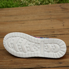 Women's Colorful Circle Print Slip-On Sneakers Low Flat Shoes