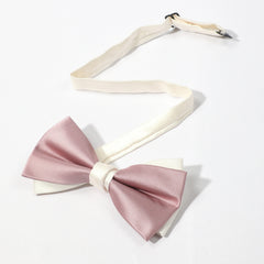 Double Layer Pink Bow Tie Necktie Classic Pre-Tied Shirt Tie for Women
