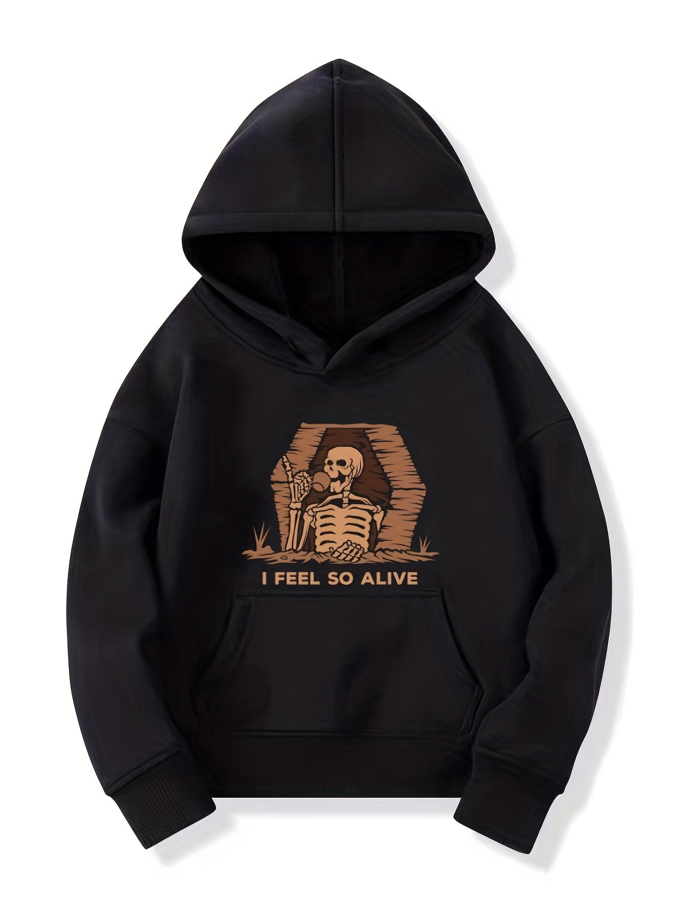 Skeleton Pattern Smart Hoodie for Girls Halloween Party Long Sleeve Top