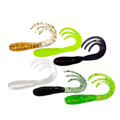 10pcs Artificial Roll Tail Worm Soft Baits 5.2inch Floating Fishing Lure Tackle