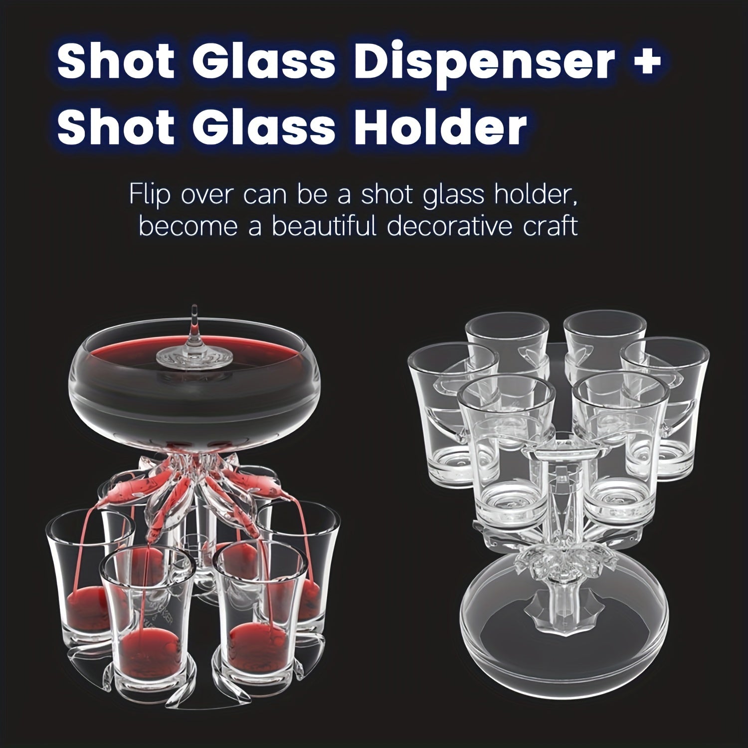 Keepred Shot Glass Dispenser with 6 Glasses Wine Holder for Party