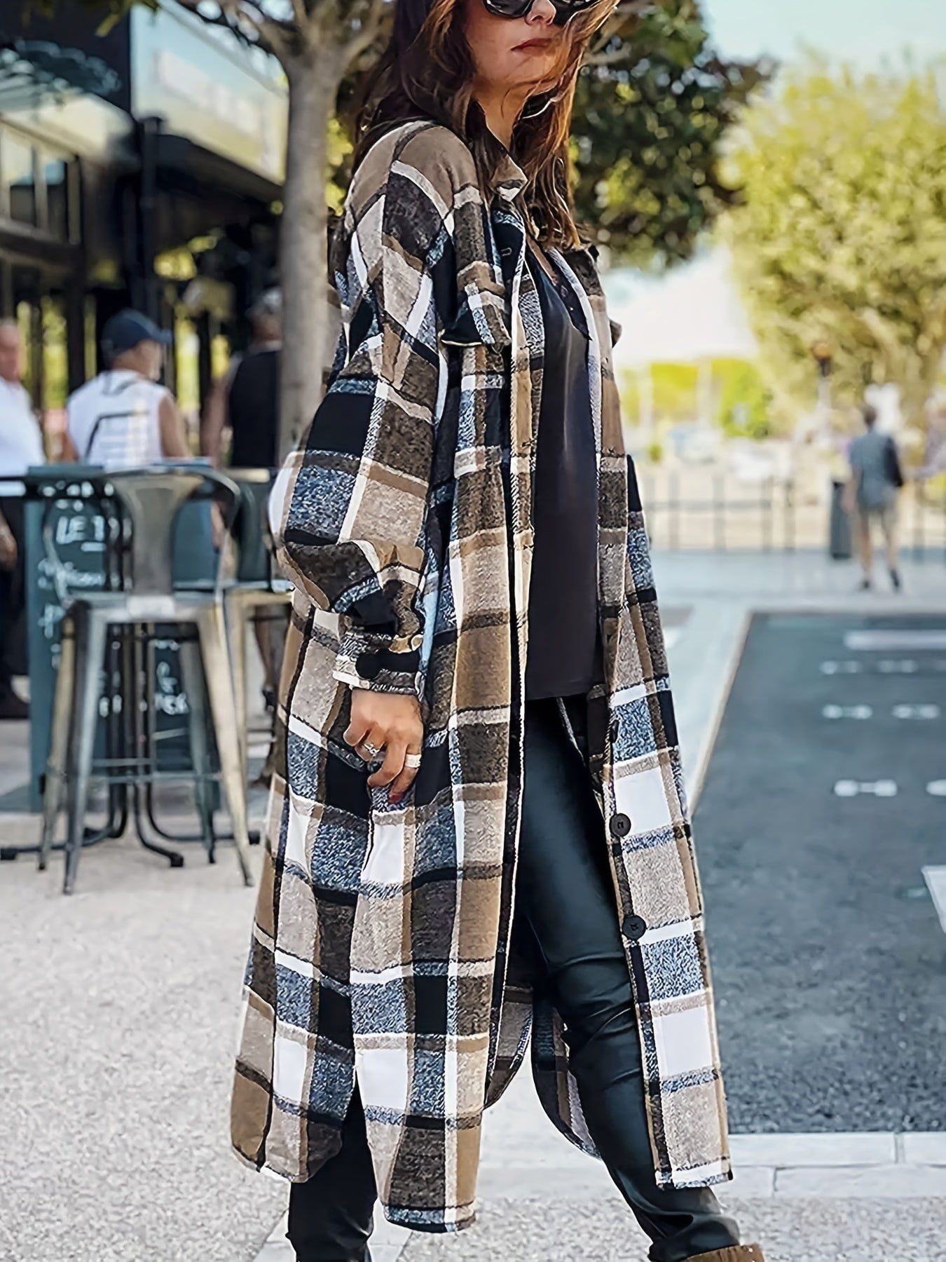 Plaid Shirt Jacket Button Up Casual Shacket for Spring & Fall