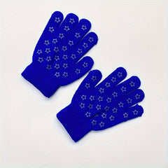 Kids Winter Gloves Knitted Warm Elastic Boys Girls 5-11