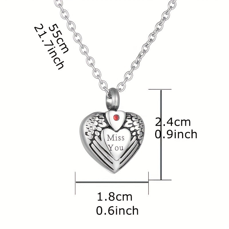 Miss You Heart Pendant Pet Urn Necklace Cremation Jewelry