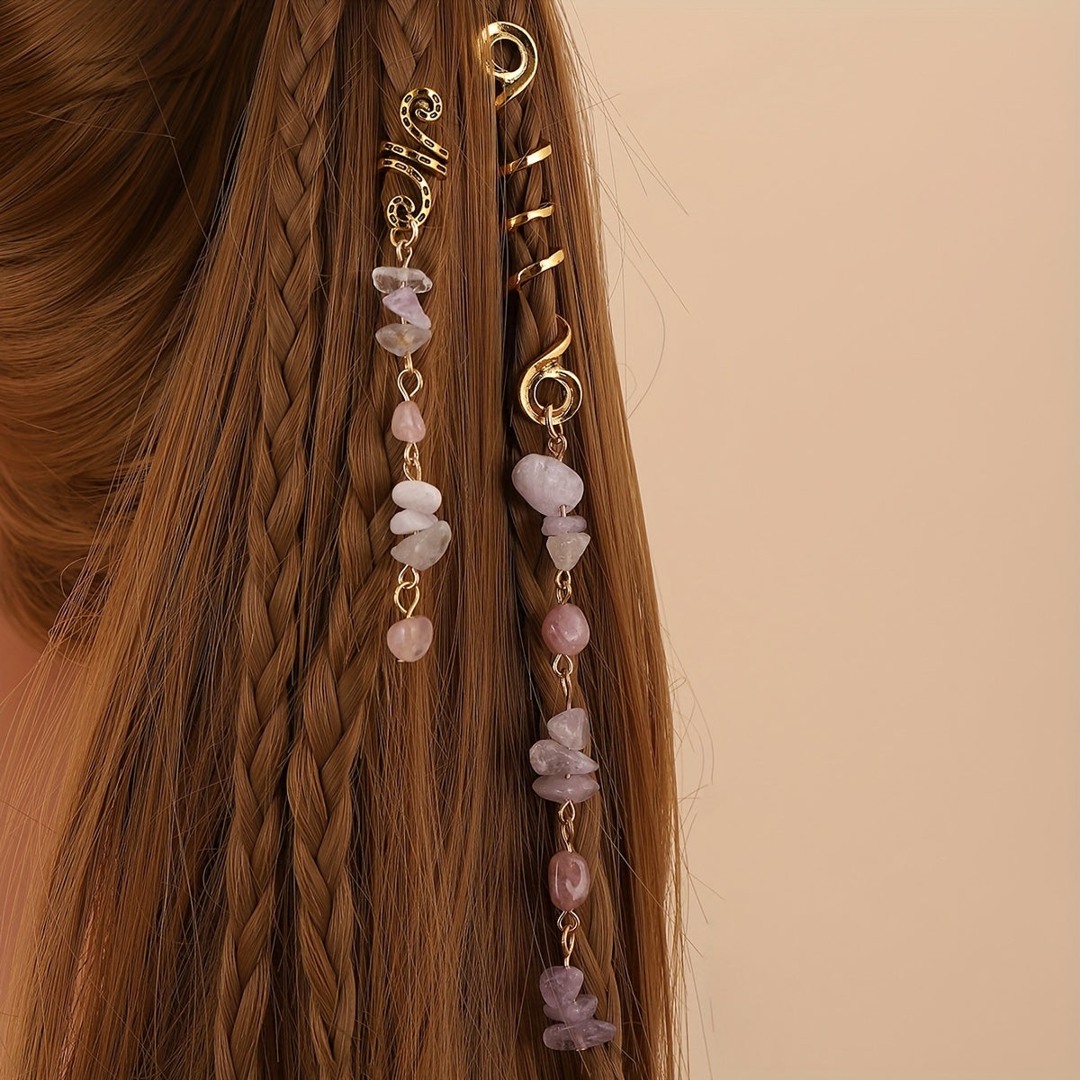 Stone Pendants Braided Hair Access. Dress Up Accessories for Girls Kids