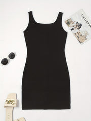 Ribbed Knit Scoop Neck Tank Dress