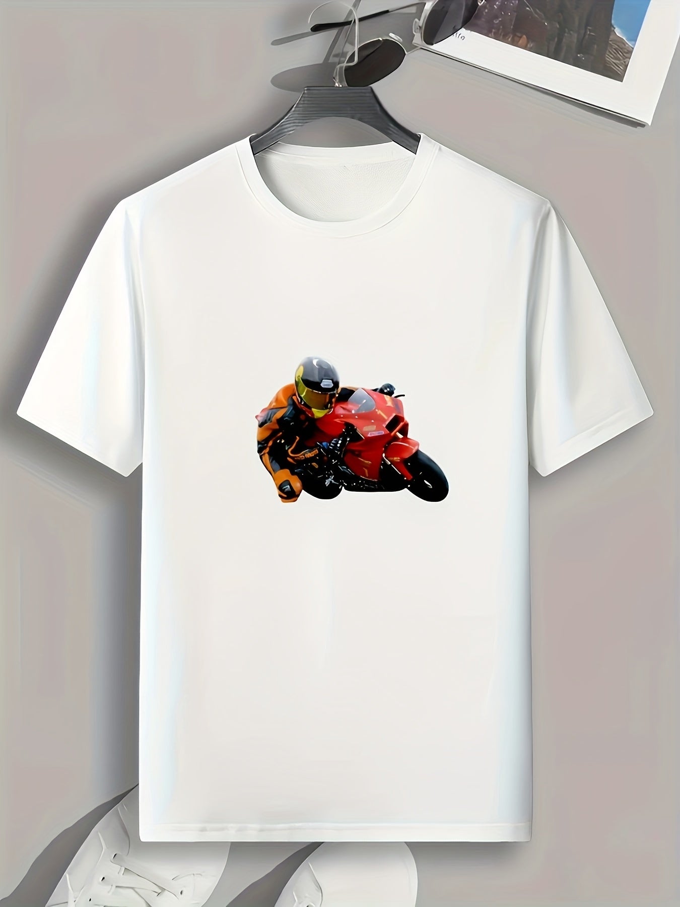 Motorcycle Pattern Print Men's Sports T-shirt