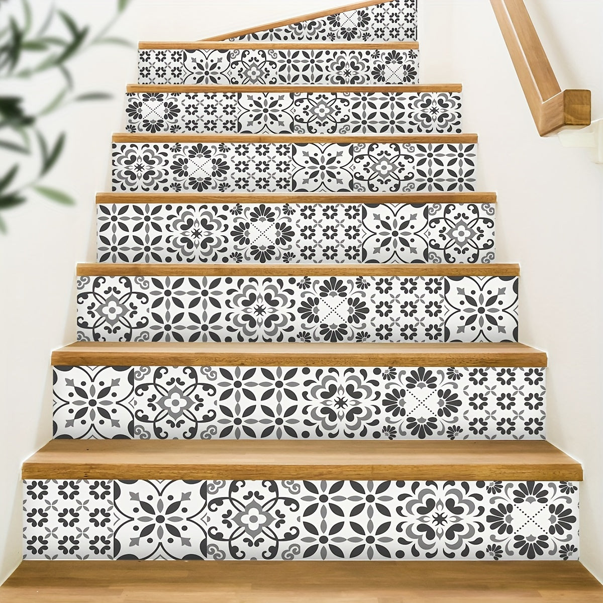 Mediterranean Ethnic Flower Brick Pattern Self-adhesive Stair Sticker