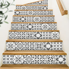 Mediterranean Ethnic Flower Brick Pattern Self-adhesive Stair Sticker