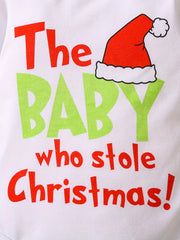 Baby Christmas Outfit Funny Graphic Romper Green Fuzzy Suspender Pants Set